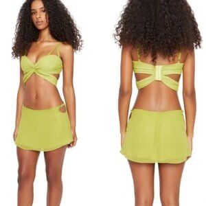 Danielle Guizio NY Size S Green Crop Top and Mini Skirt Set